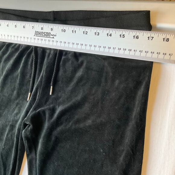 BCBGMAXAZRIA Women Velvet Pants size L Black Slightly Flared Rhinestones Trendy - Picture 2 of 13